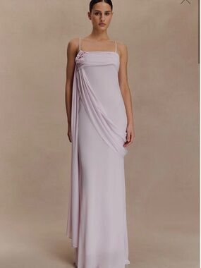 Meshki Pale Lilac Draped Spaghetti-Strap Maxi Dress